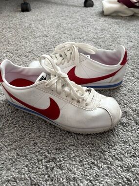 Nike Cortez White and Red Low-Top Sneakers